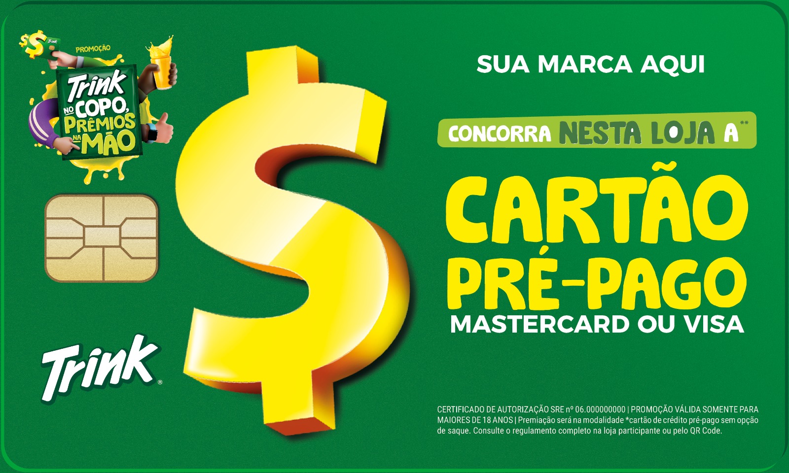 Cartão Pré-Pago sem opção de saque ou transferência (com sugestão de uso para compra de 01 (um) Carro Zero Km).